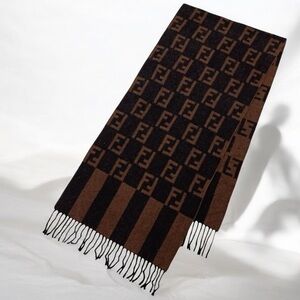 EUC Fendi 100% Wool Soft Lana Scarf FF Logo Unisex 60″ x 14″